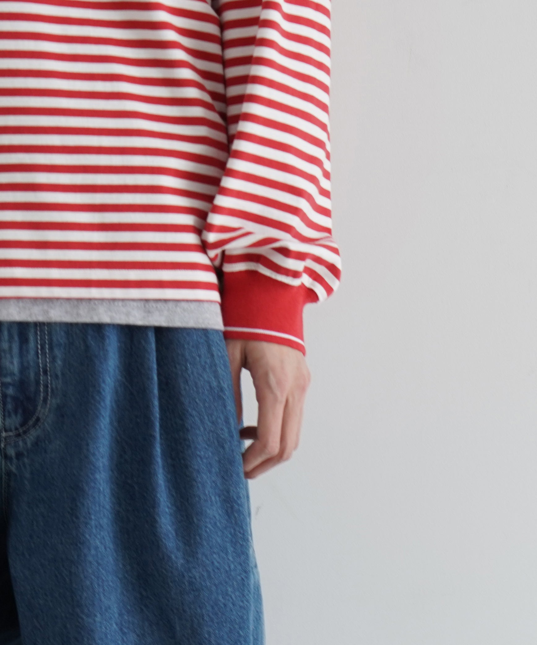 KAIKO Long sleeve border polo shirt "RED"