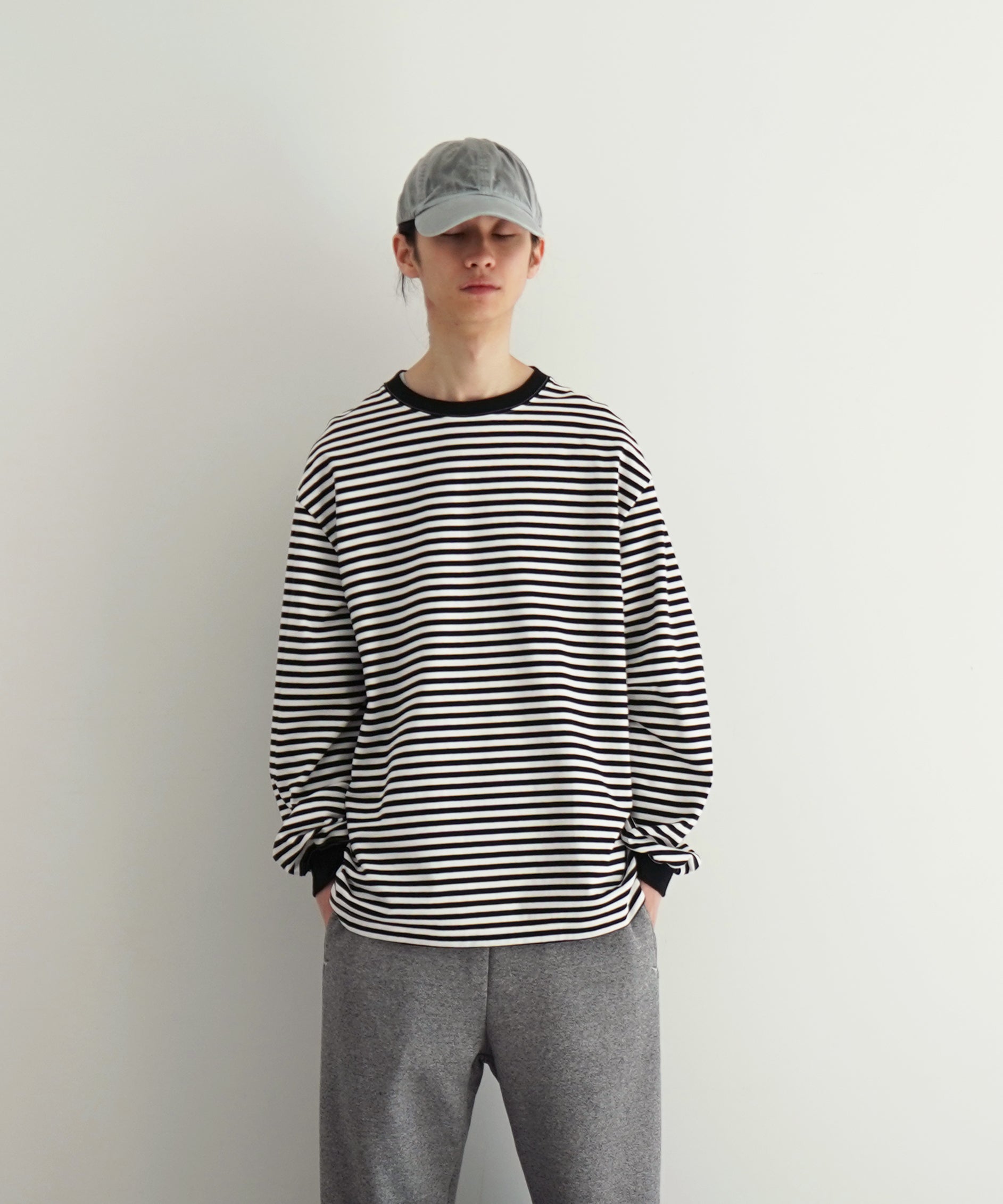 KAIKO Long sleeve border t-shirt "BLACK"