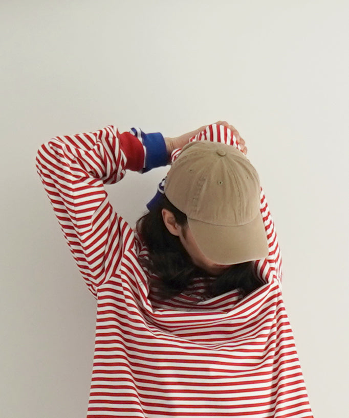 KAIKO Long sleeve border t-shirt "BLUE"