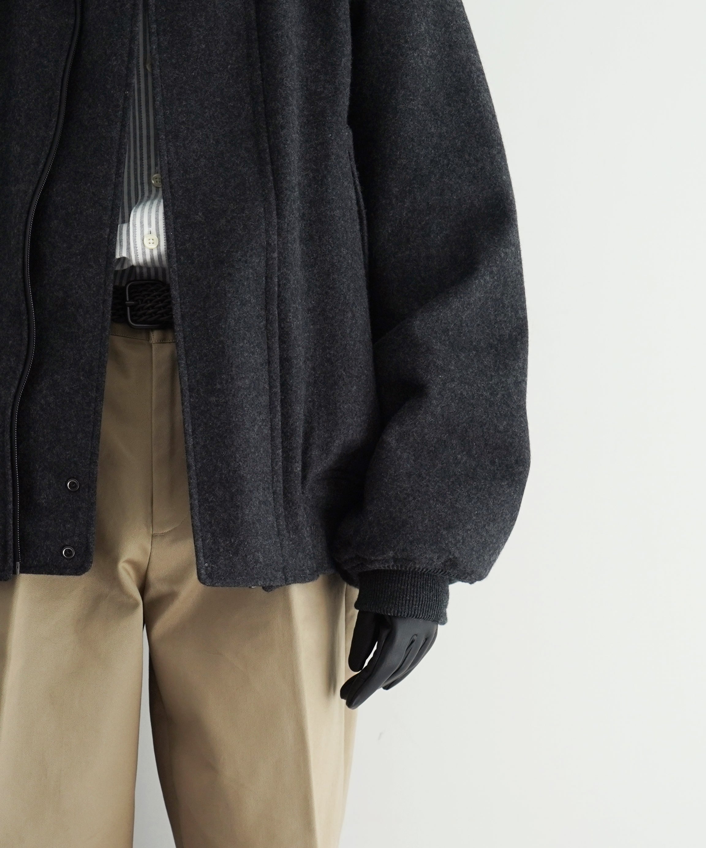 KAIKO Water-repellent wool melton blouson "C.GRAY"