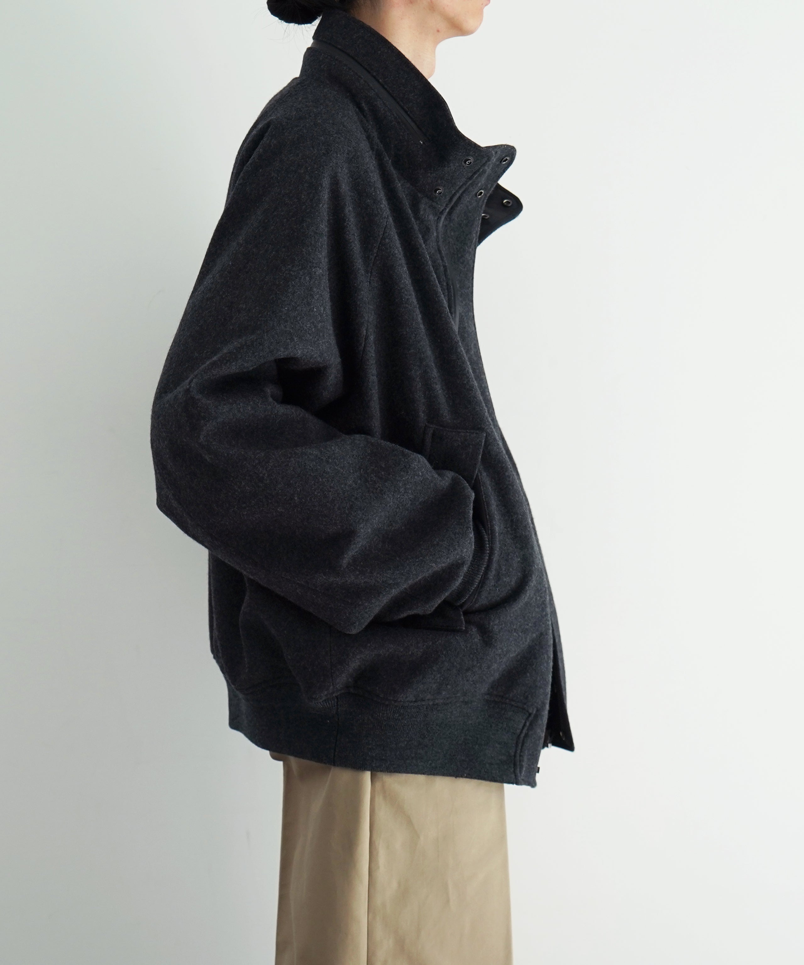 KAIKO Water-repellent wool melton blouson "C.GRAY"