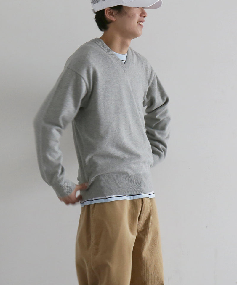 KAIKO V neck sweater "TOP GRAY"