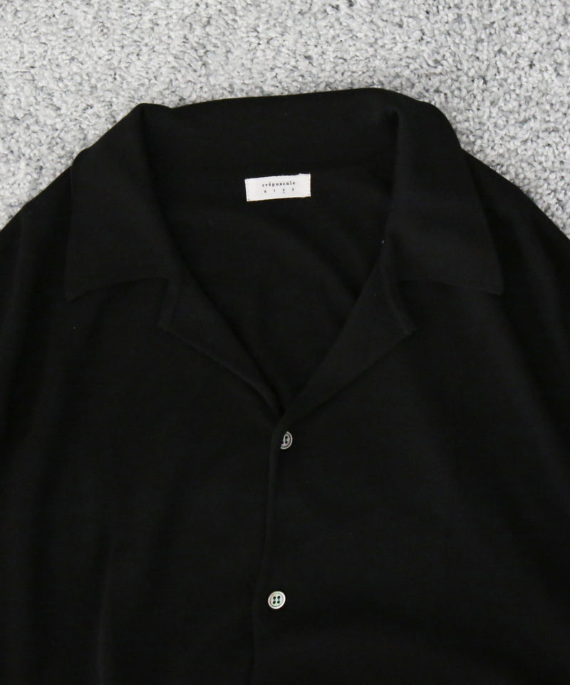 【EXCLUSIVE】crepuscule Open collar knit shirt "BLACK"