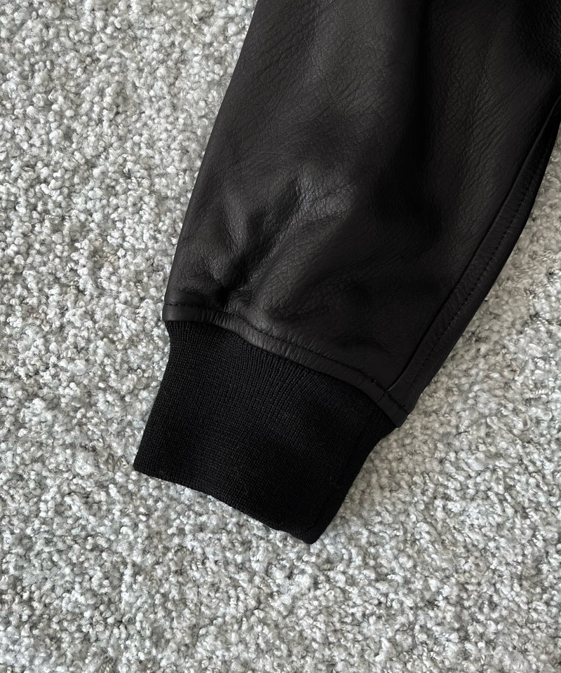 URU Leather - zip up blouson "BLACK"