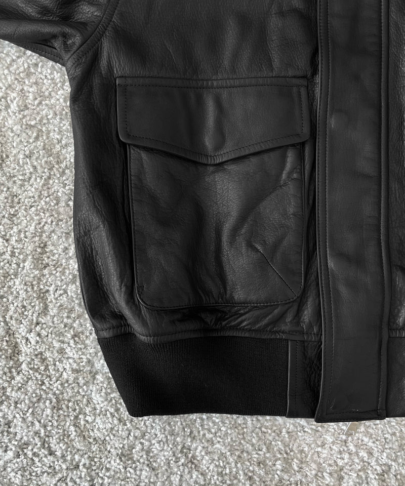 URU Leather - zip up blouson "BLACK"