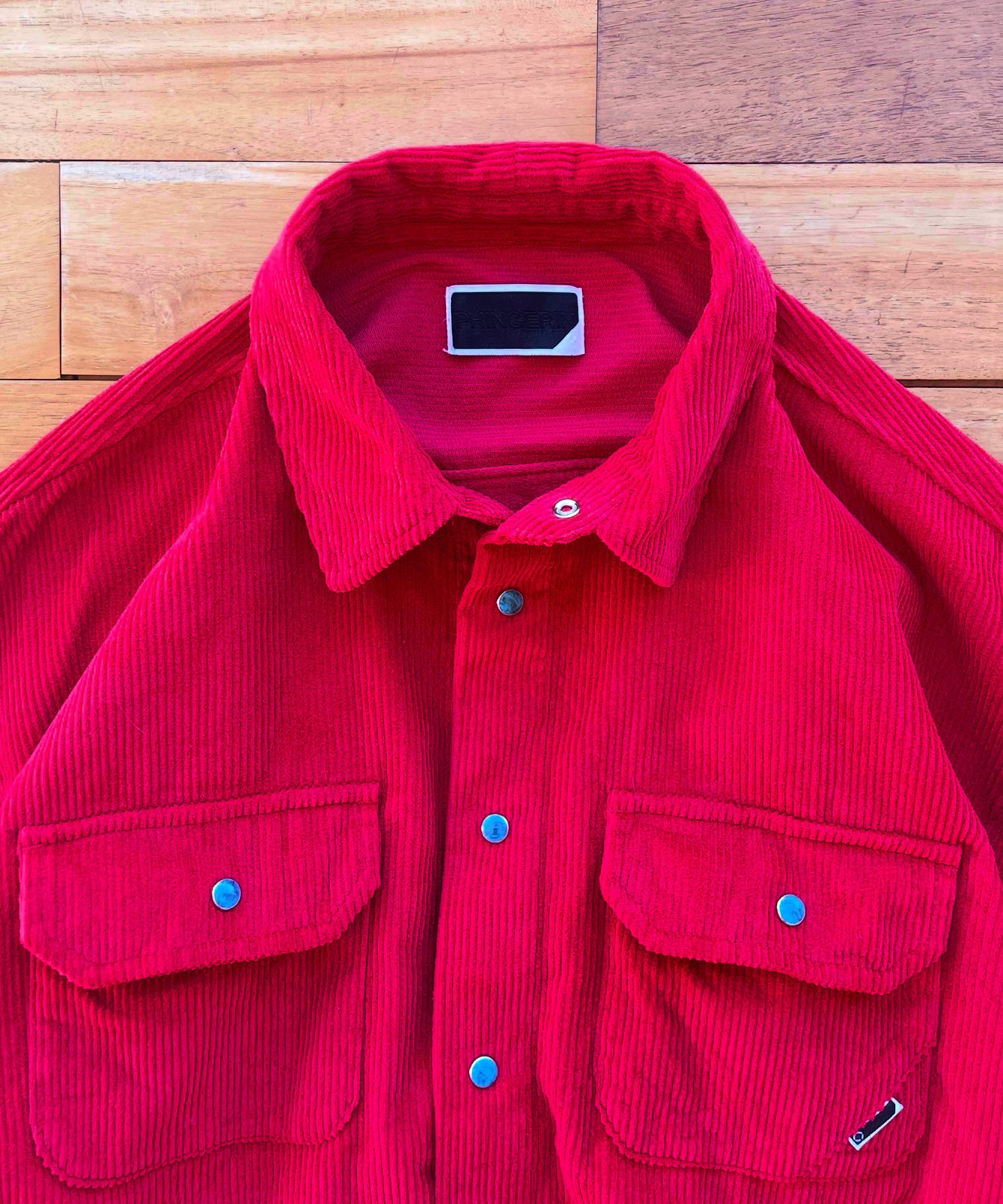 PHINGERIN Corduroy stone snap shirt jacket "B:RED"