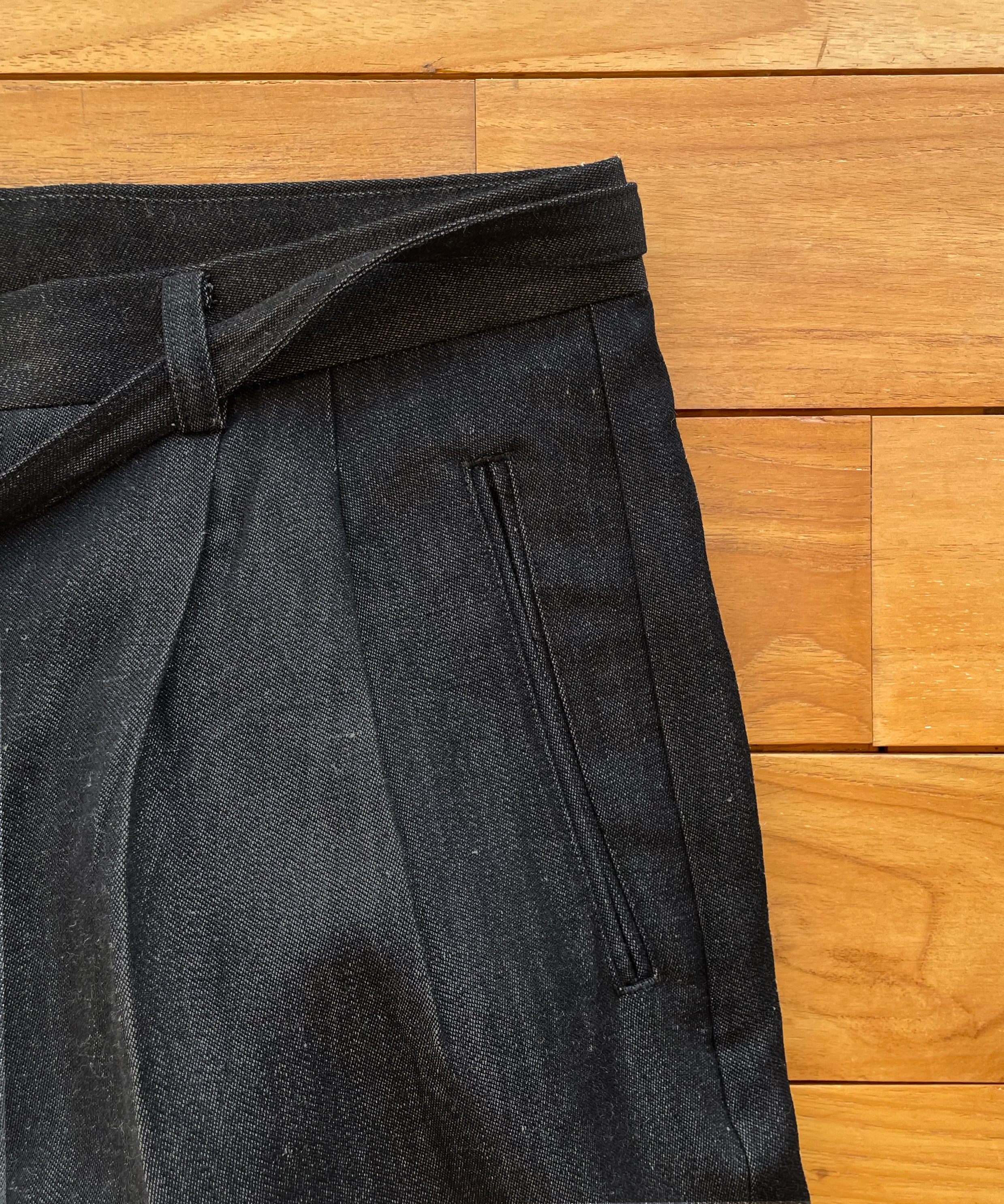 OLD FOLK HOUSE Wool & linen trousers "BLACK&NATURAL"