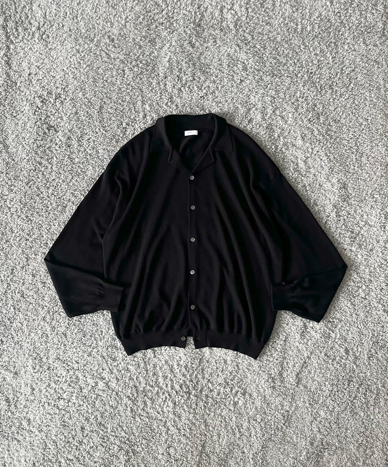 【EXCLUSIVE】crepuscule Open collar knit shirt "BLACK"