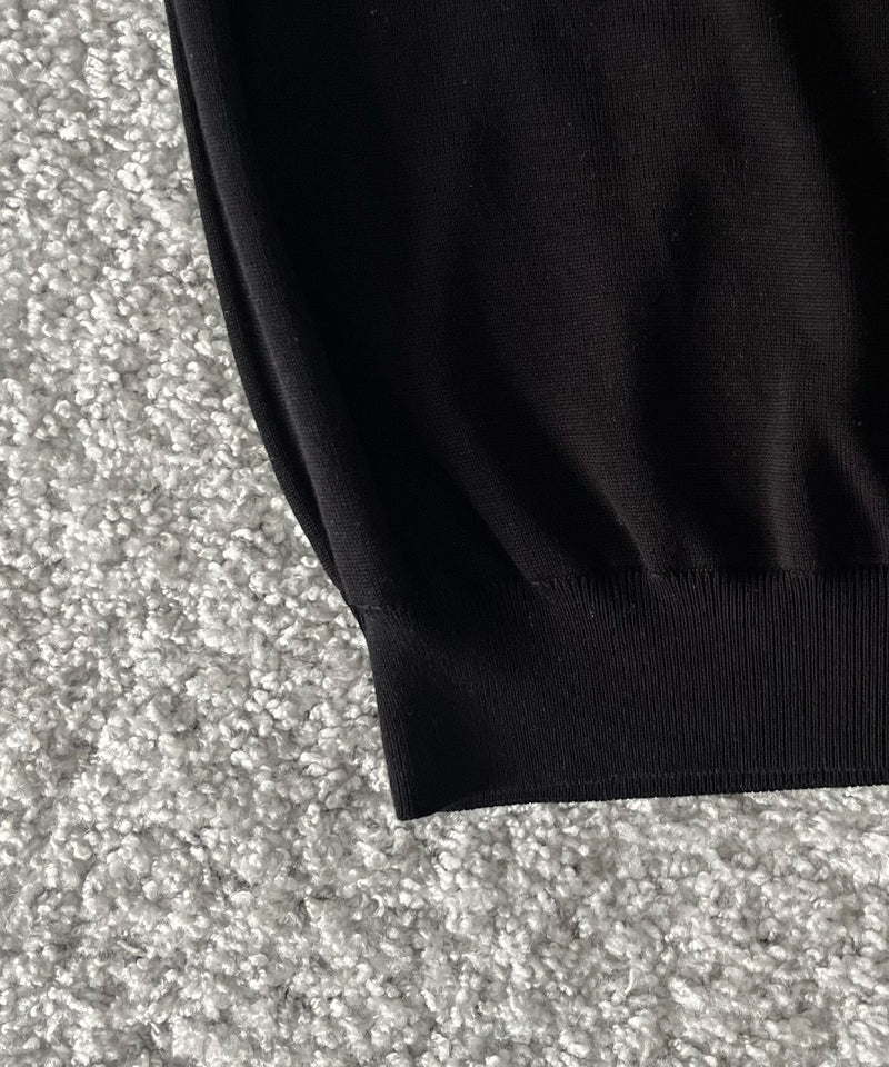 【EXCLUSIVE】crepuscule Open collar knit shirt "BLACK"