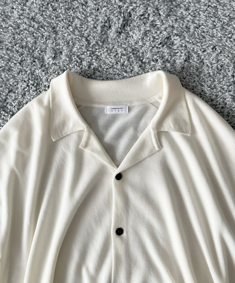 【EXCLUSIVE】crepuscule Open collar knit shirt "WHITE"