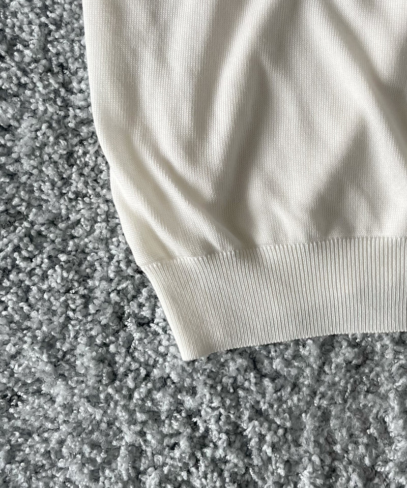 【EXCLUSIVE】crepuscule Open collar knit shirt "WHITE"