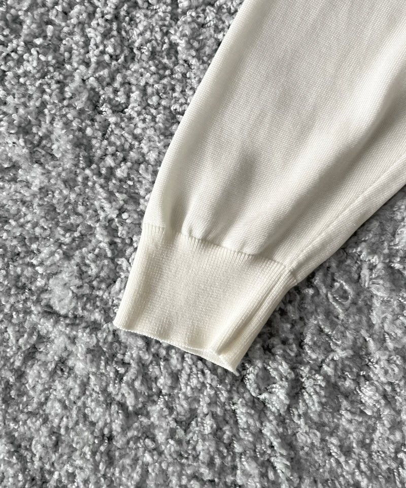 【EXCLUSIVE】crepuscule Open collar knit shirt "WHITE"