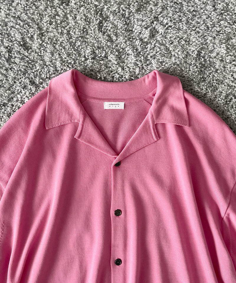 【EXCLUSIVE】crepuscule Open collar knit shirt "LIGHT PINK"