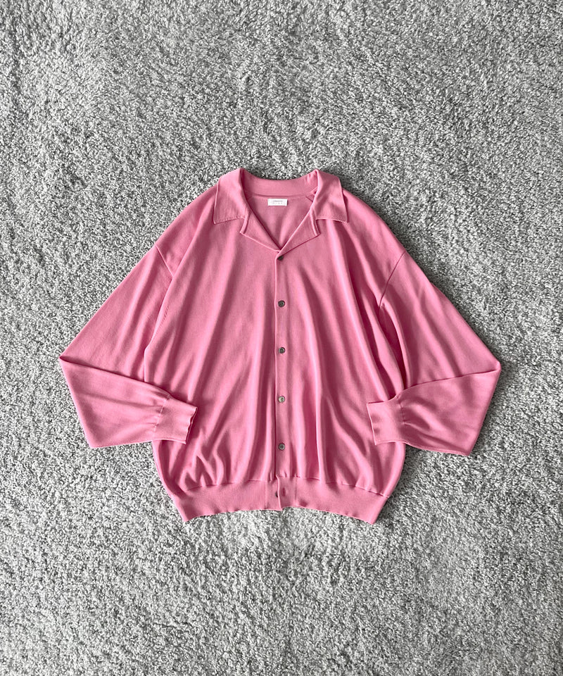 【EXCLUSIVE】crepuscule Open collar knit shirt "LIGHT PINK"