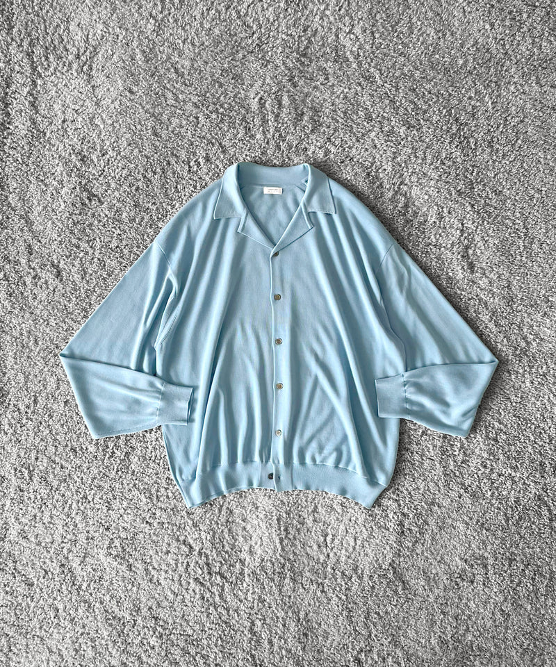 【EXCLUSIVE】crepuscule Open collar knit shirt "LIGHT PINK"