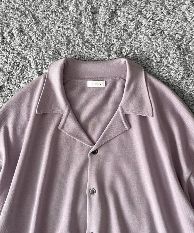 【EXCLUSIVE】crepuscule Open collar knit shirt "LIGHT PURPLE"