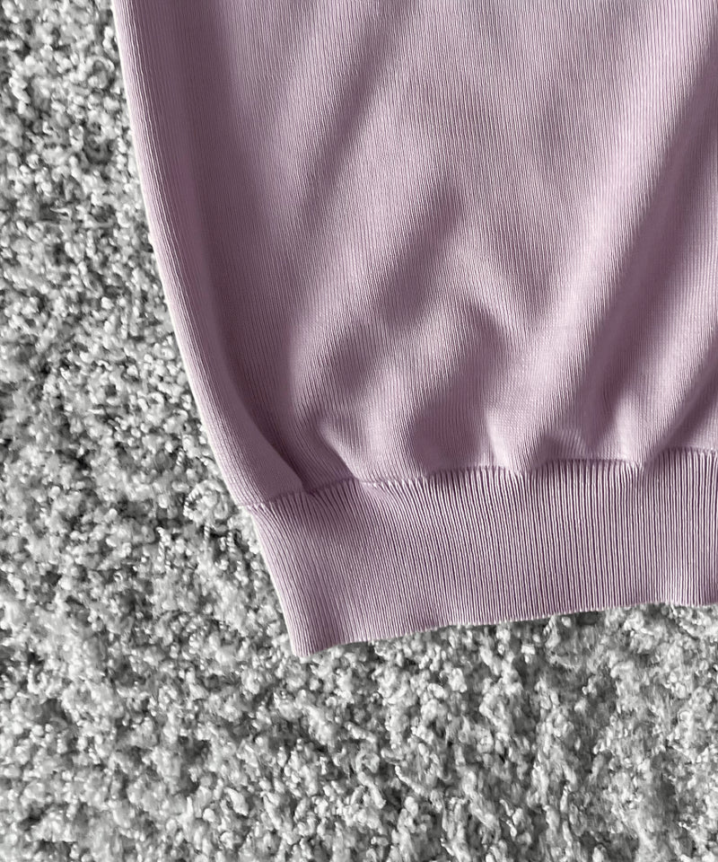 【EXCLUSIVE】crepuscule Open collar knit shirt "LIGHT PURPLE"