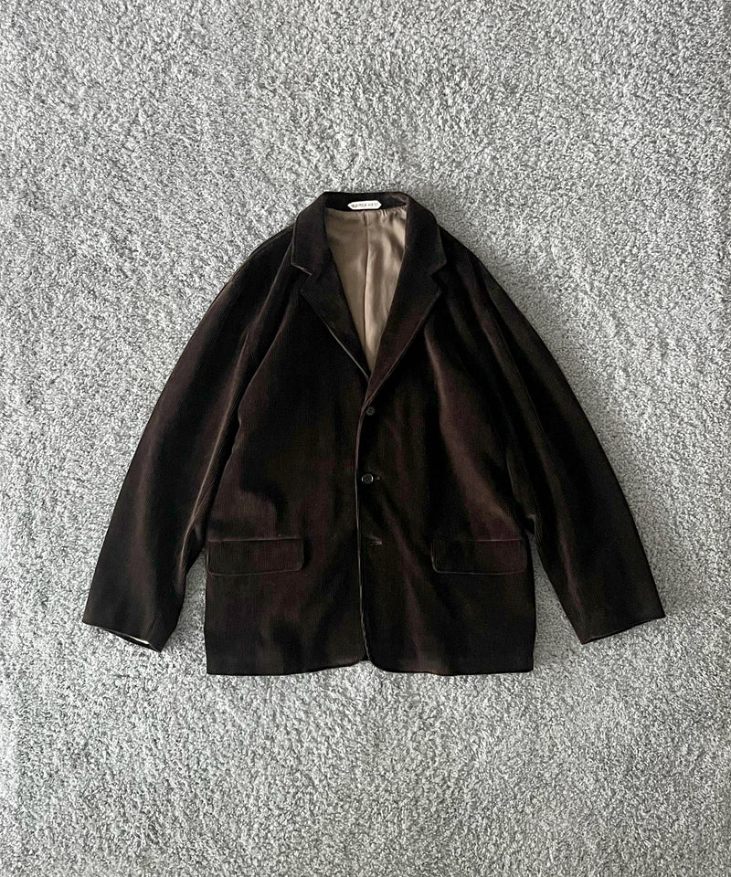 OLD FOLK HOUSE Cotton & rayon corduroy tailored jacket "DARK BROWN"