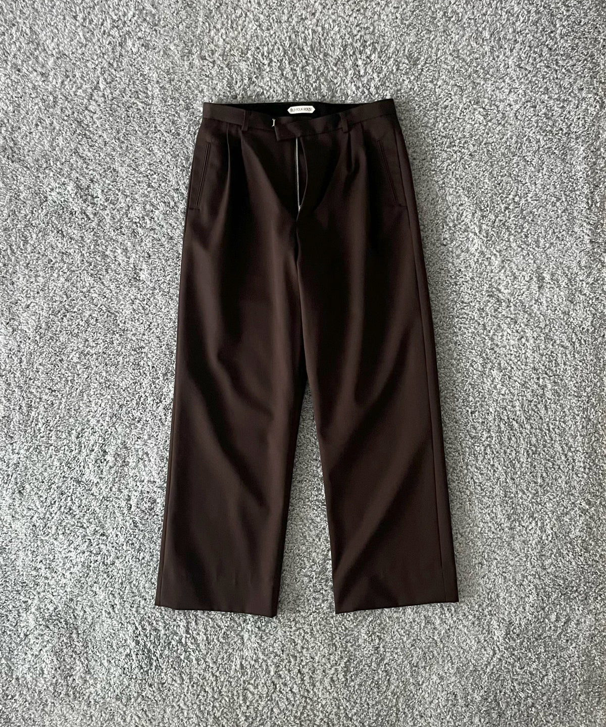 OLD FOLK HOUSE Virgin wool gabardine trousers "DARK BROWN"