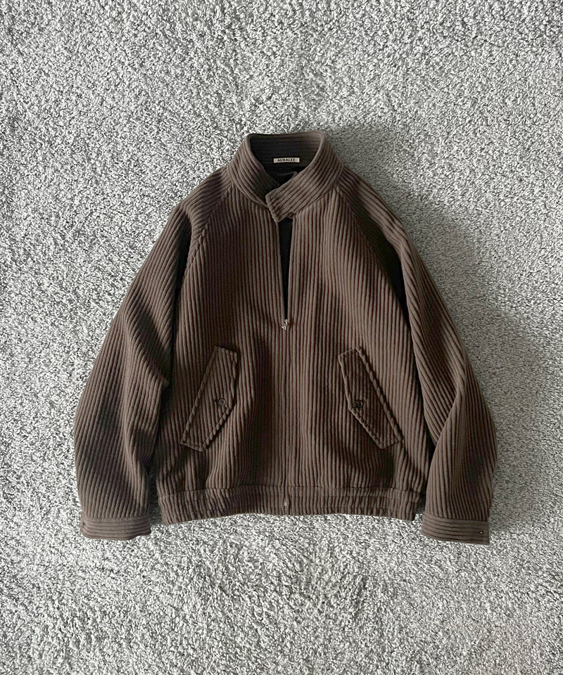 AURALEE Wool cashmere corduroy zip blouson “SMOKY BROWN”