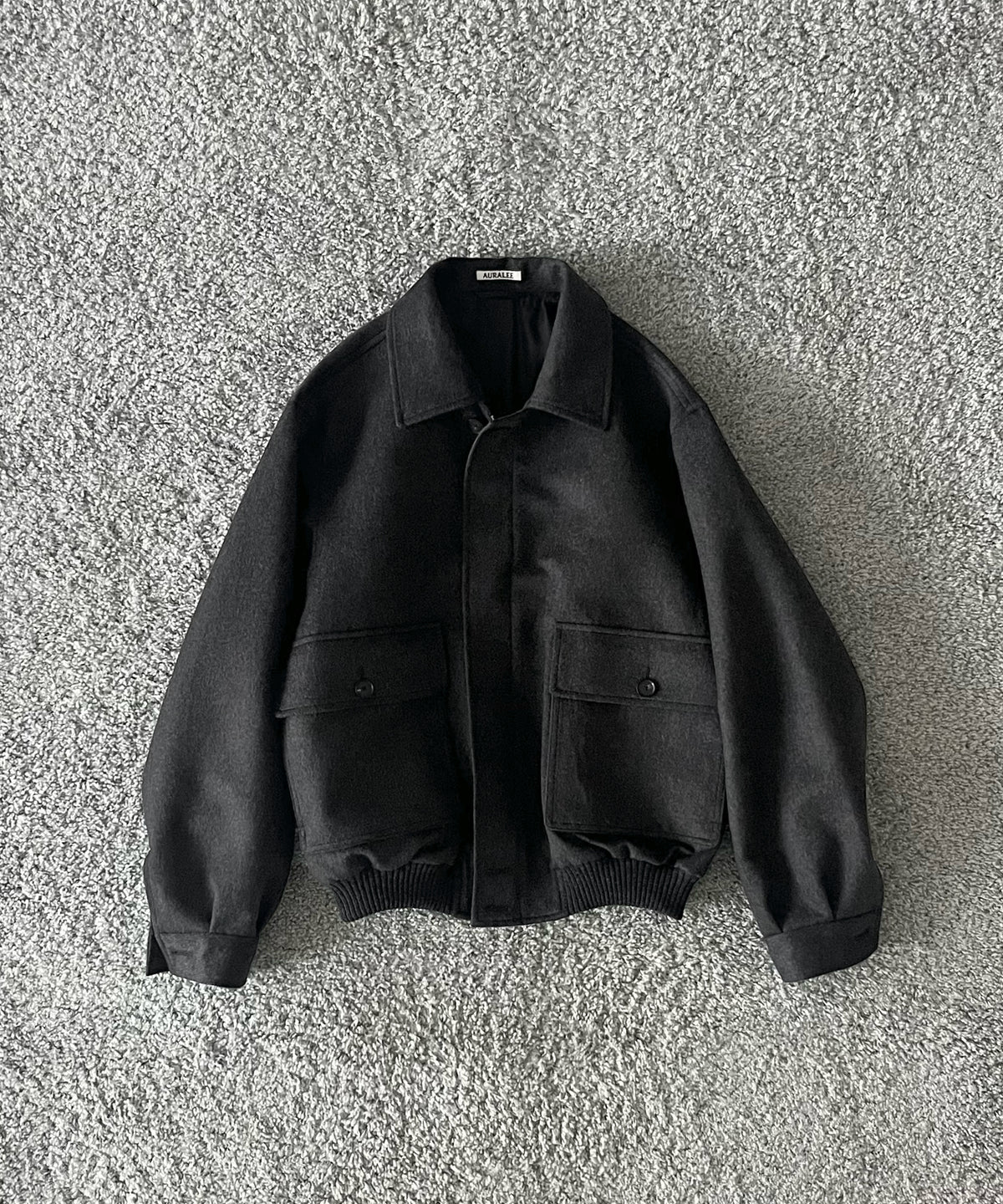 AURALEE Cashmere moleskin zip blouson “TOP CHARCOAL”