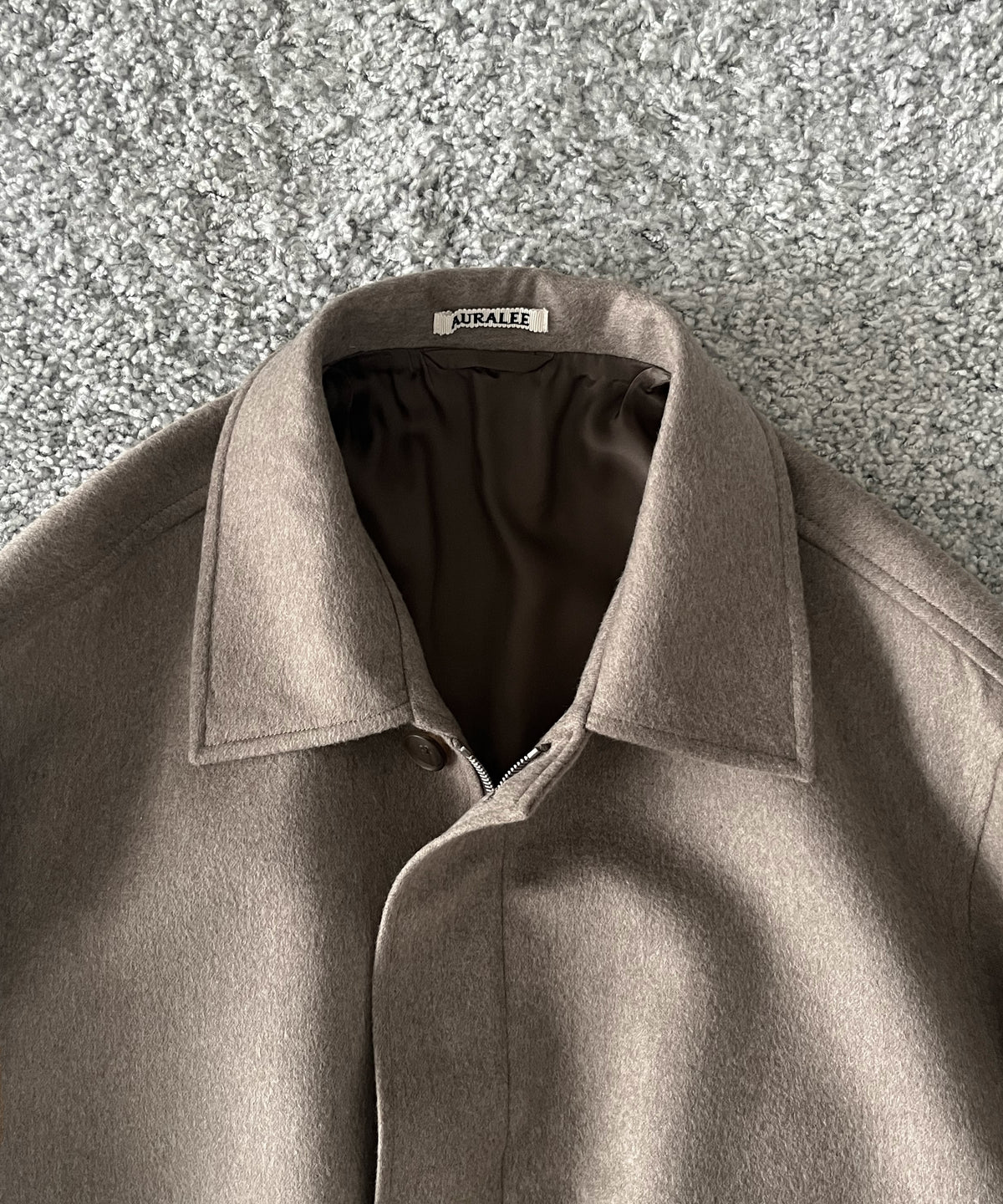 AURALEE Cashmere moleskin zip blouson “TOP BROWN BEIGE”