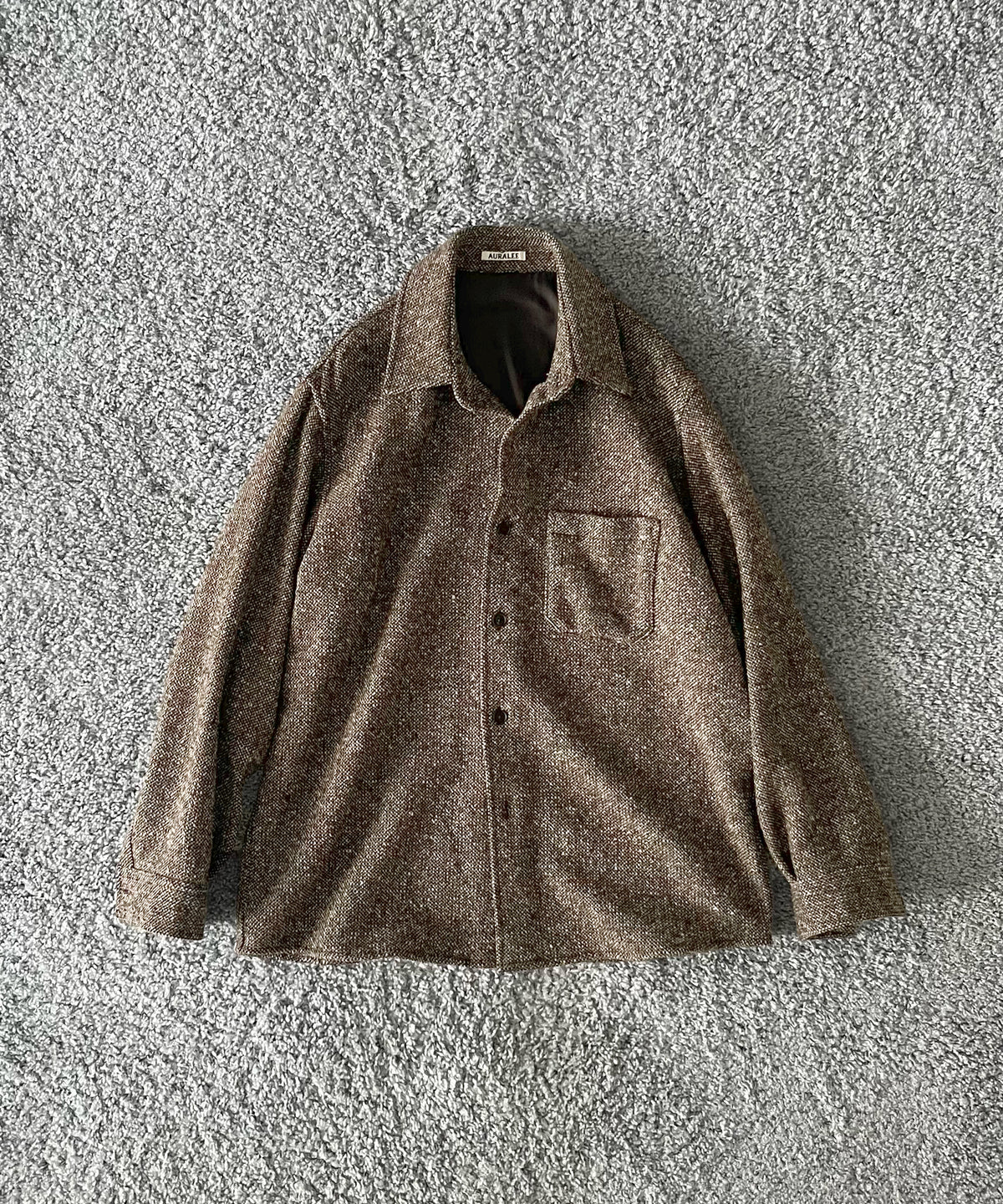 AURALEE Homespun tweed shirt blouson “IVORY BEIGE”