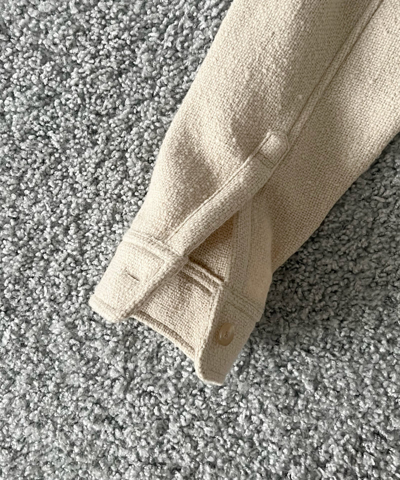 AURALEE Homespun tweed shirt blouson “IVORY BEIGE”