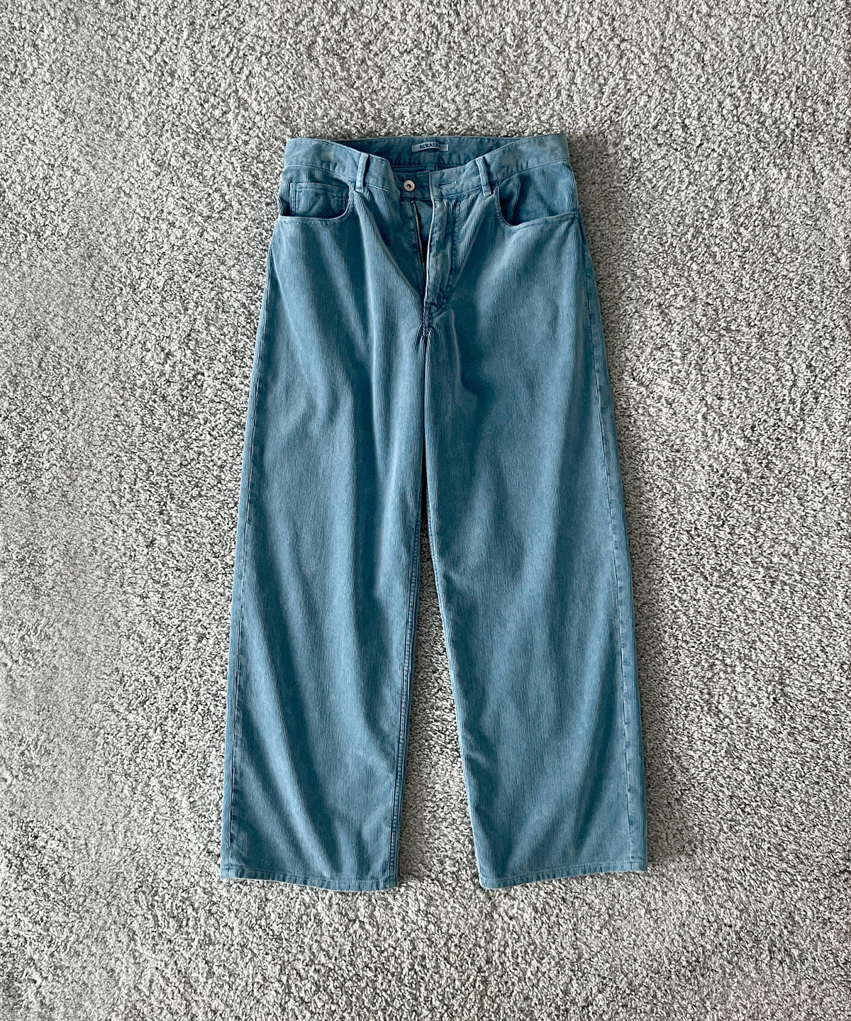 AURALEE Garment-dyed finx corduroy 5p wide pants “OLIVE BROWN”