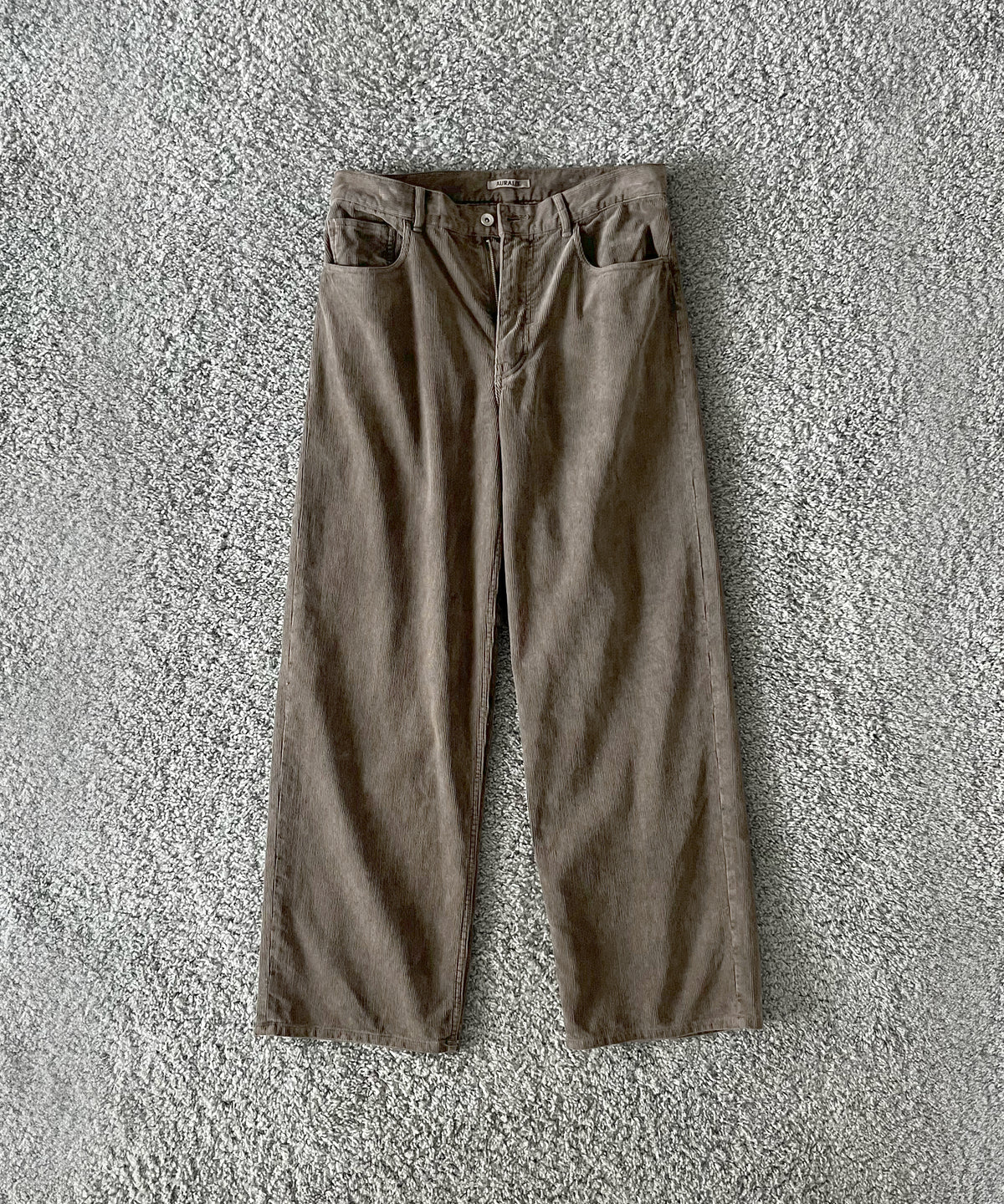 AURALEE Garment-dyed finx corduroy 5p wide pants “DUSTY BLUE”