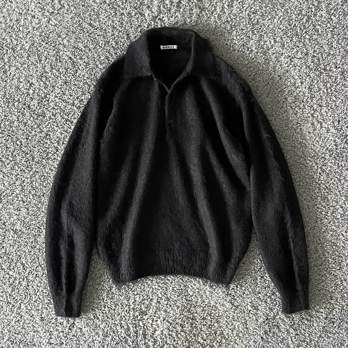 0*0様 AURALEE ニットポロ ブラック AURALEE【オーラリー】Brushed super kid mohair knit polo “INK BLACK