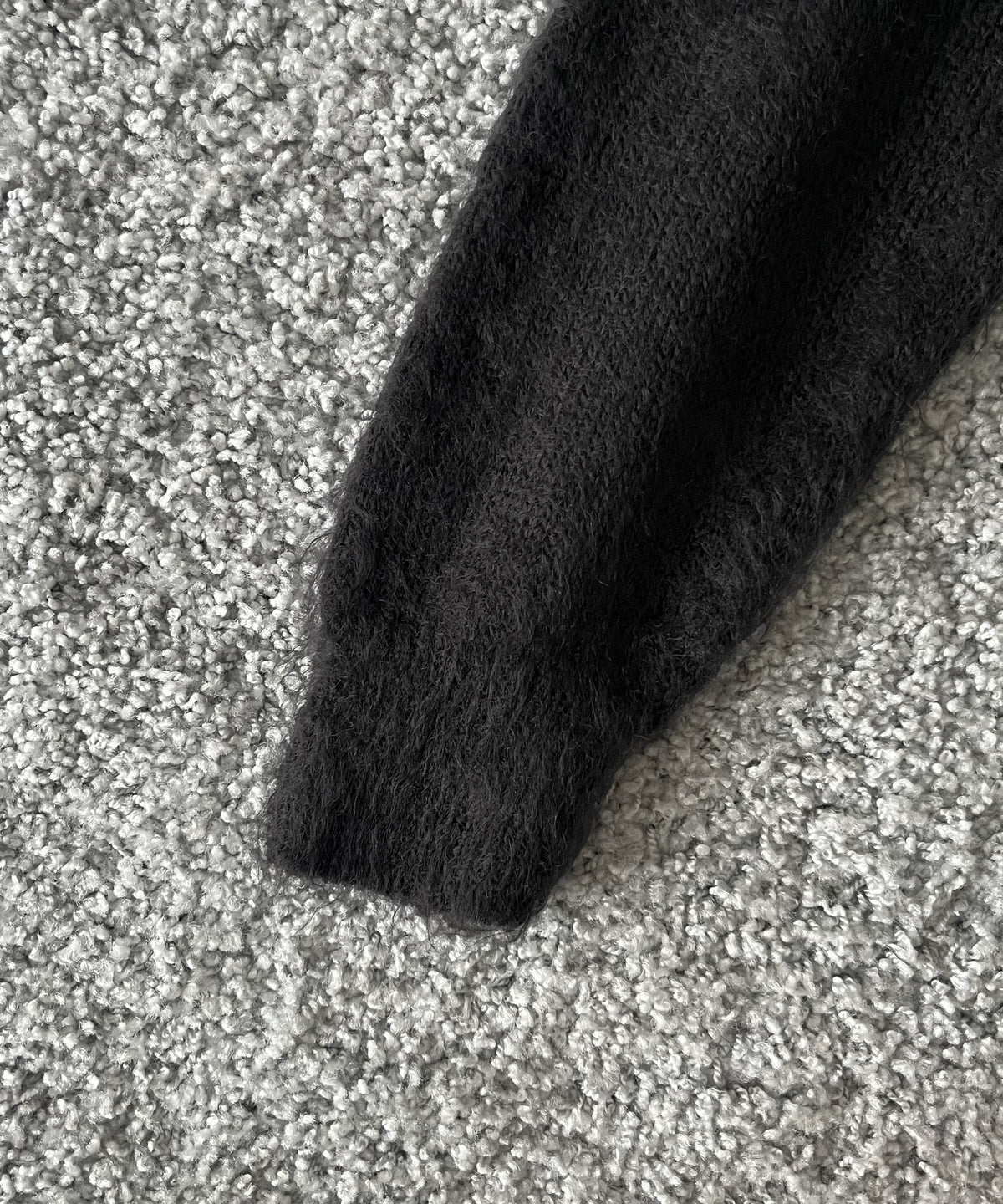 AURALEE Brushed super kid mohair knit polo “INK BLACK”