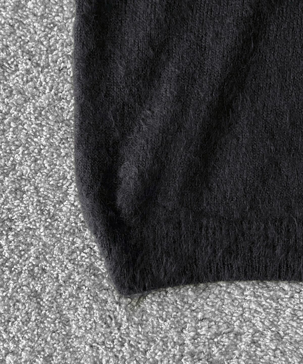 AURALEE Brushed super kid mohair knit polo “INK BLACK”