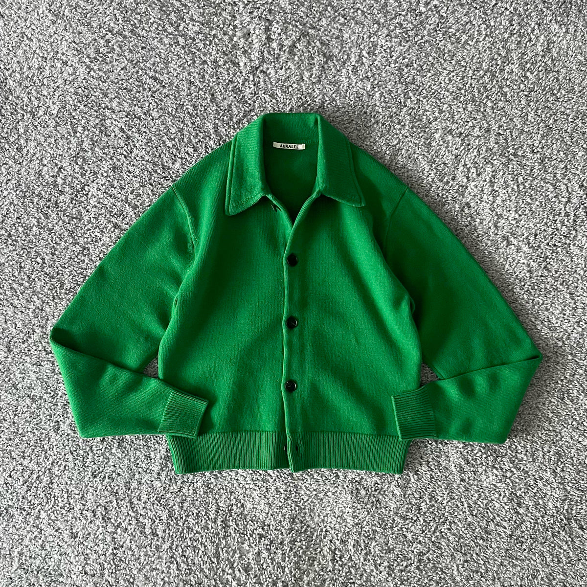 AURALEE【オーラリー】Super fine wool knit shirt cardigan “GREEN