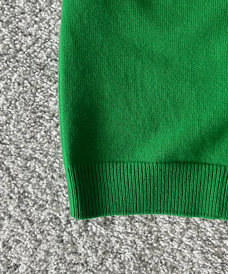 AURALEE Super fine wool knit shirt cardigan “GREEN"