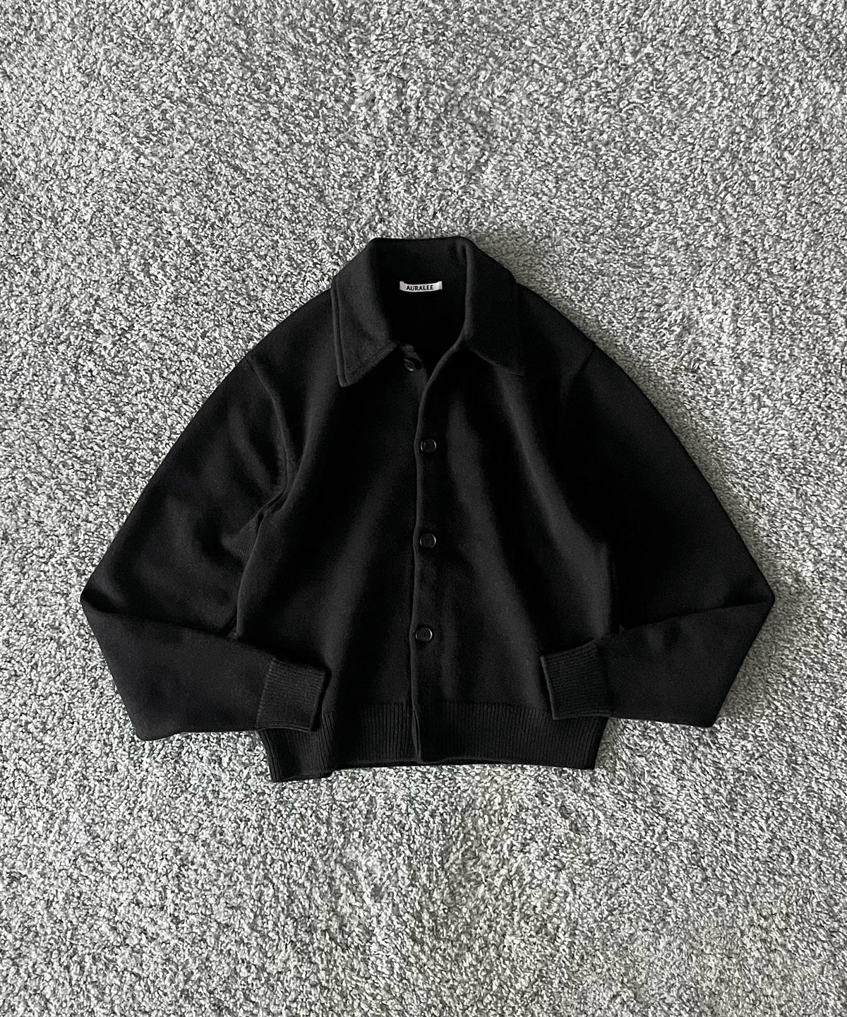 AURALEE Super fine wool knit shirt cardigan “GREEN"
