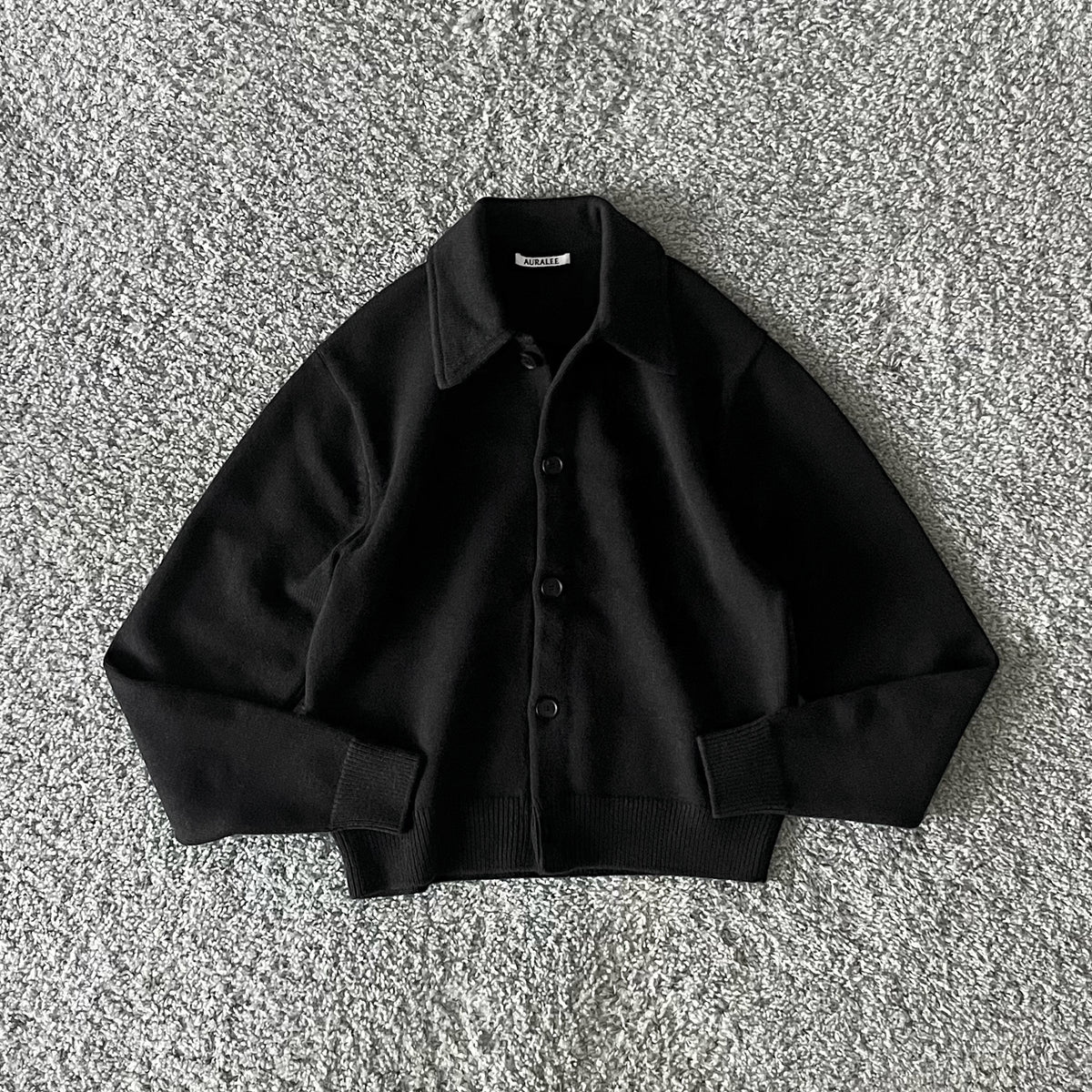 AURALEE オーラリー 長袖ニット ブラック AURALEE【オーラリー】Super fine wool knit shirt cardigan “TOP