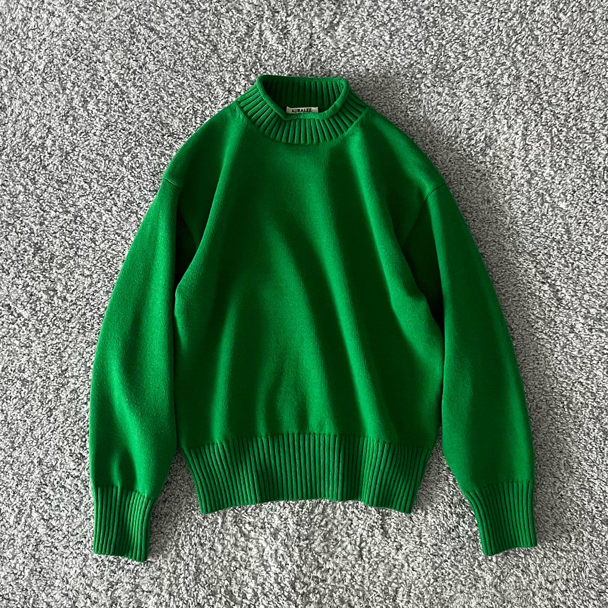 AURALEE【オーラリー】Super fine wool knit mock neck p/o “GREEN”｜O