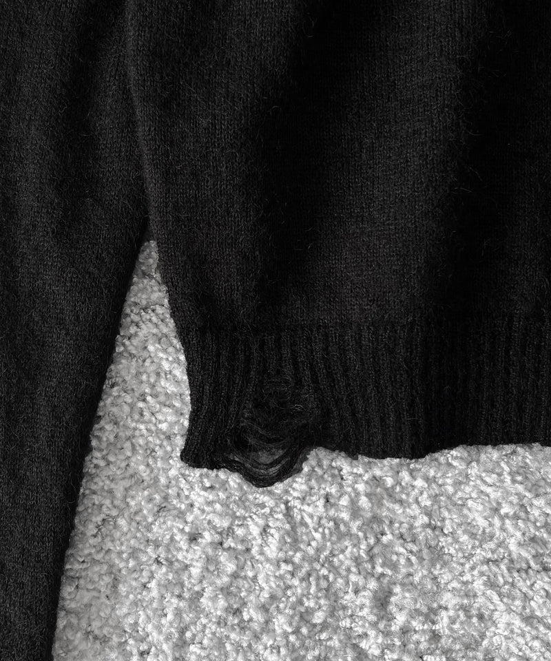 【Pre order】NEONSIGN Destroy knit -type : v "BLACK"