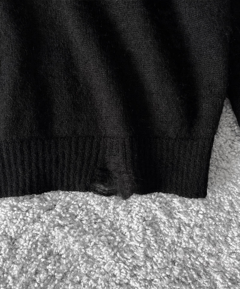 【Pre order】NEONSIGN Destroy knit -type : v "BLACK"