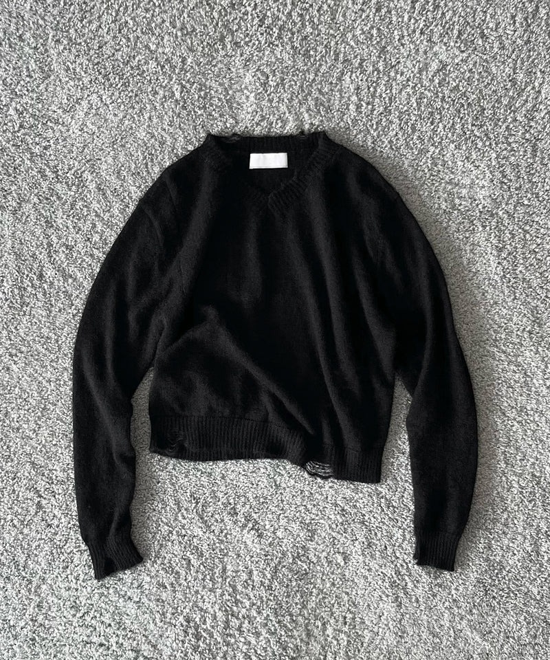 【Pre order】NEONSIGN Destroy knit -type : v "BLENDED RED"