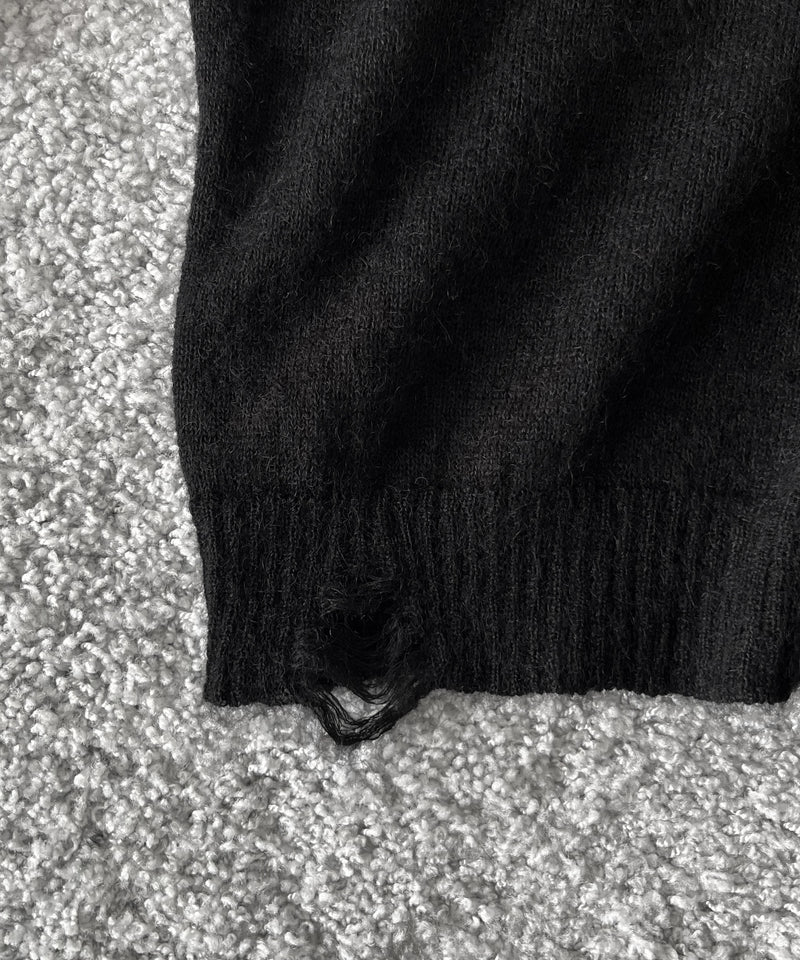 【Pre order】NEONSIGN Destroy knit -type : s "BLACK"