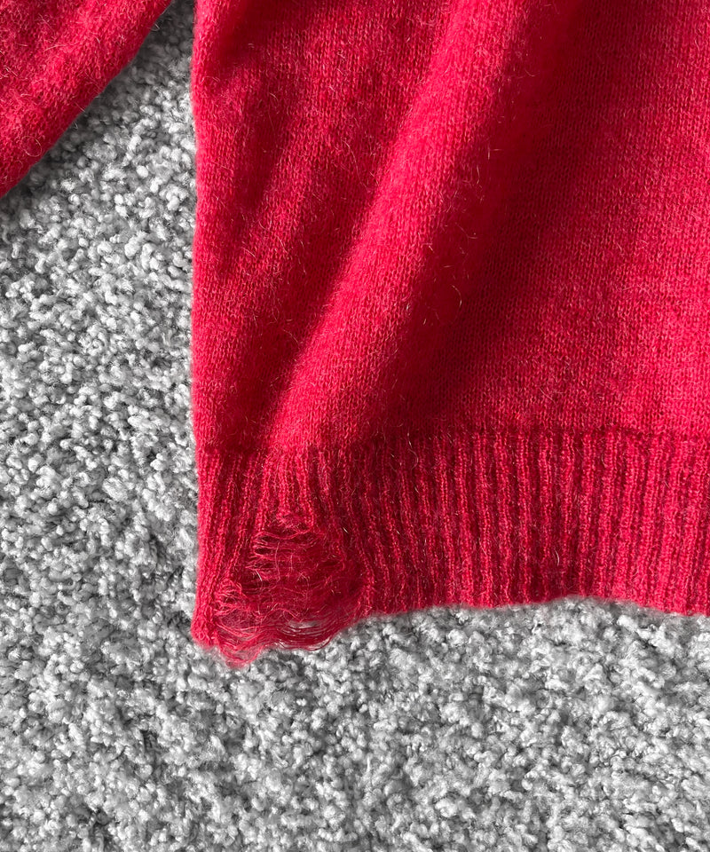 【Pre order】NEONSIGN Destroy knit -type : s "BLENDED RED"