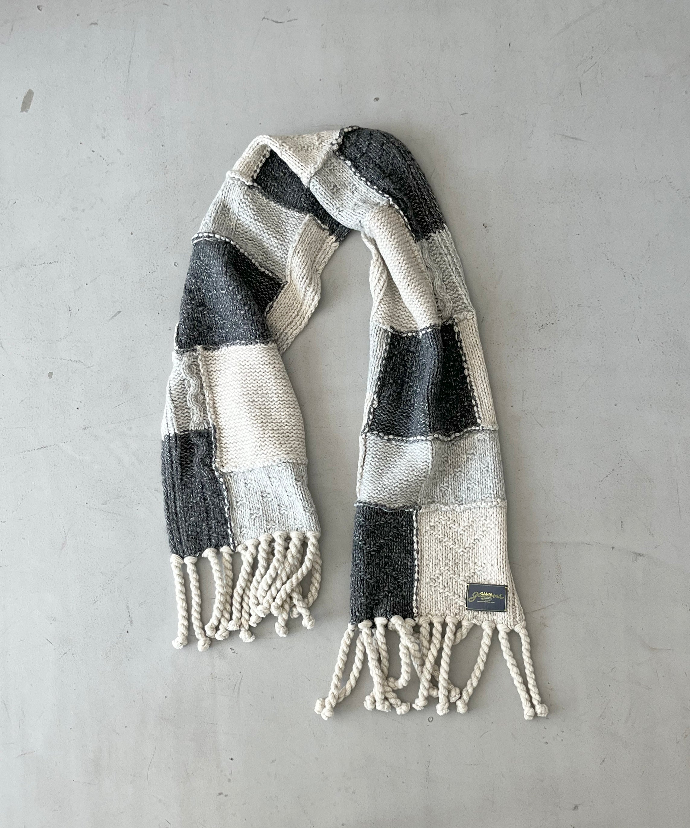 GANNI Wool cotton mix knit scarf "MULTICOLOU"