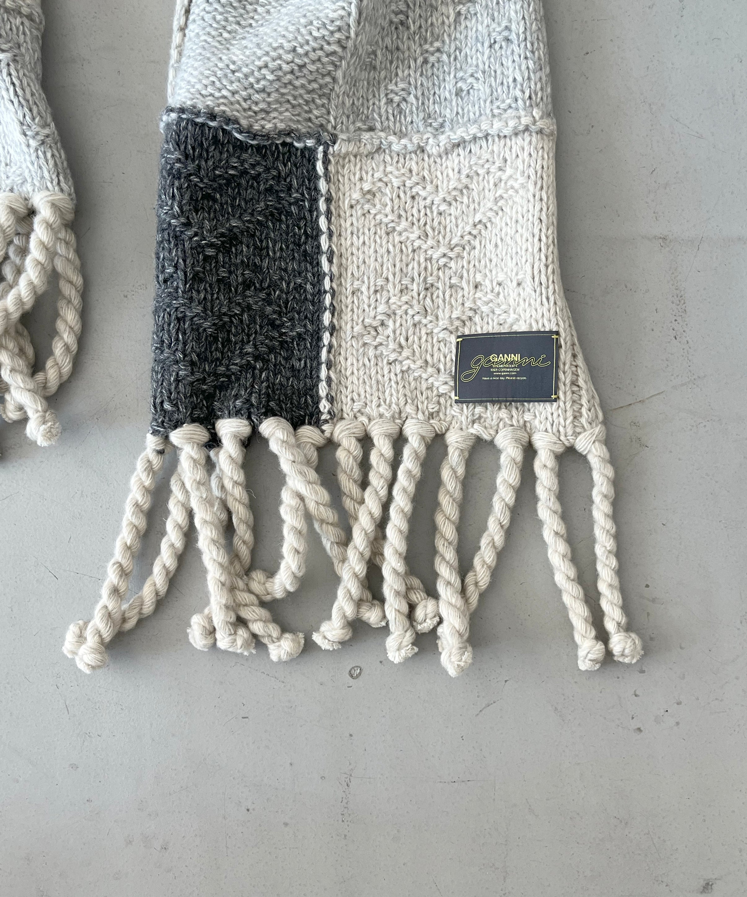 GANNI Wool cotton mix knit scarf "MULTICOLOU"