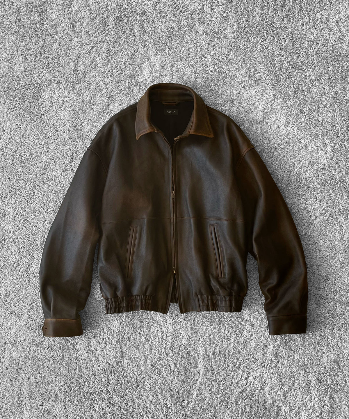 UNUSED Us2579 leather jacket "BROWN"