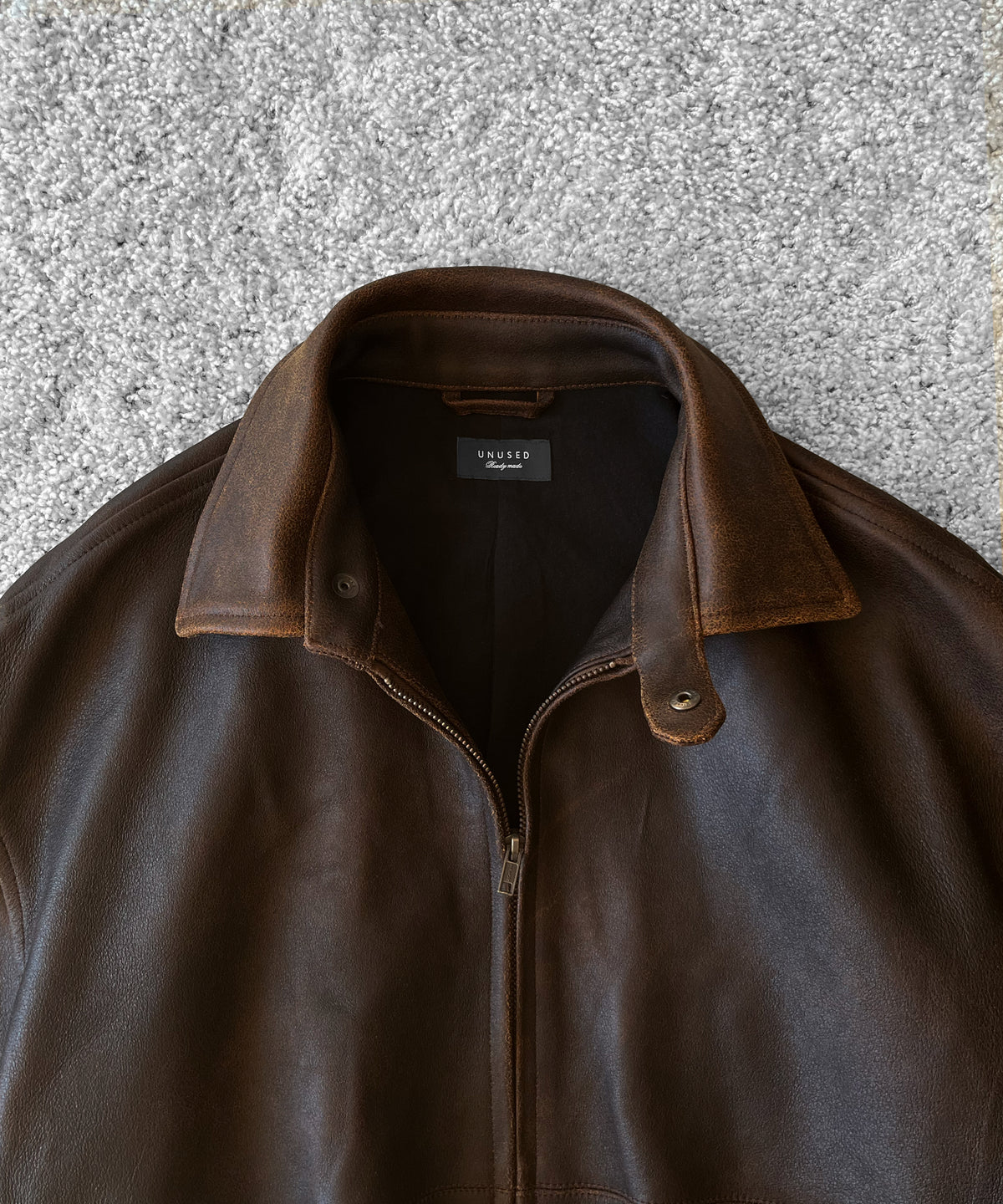UNUSED Us2579 leather jacket "BROWN"
