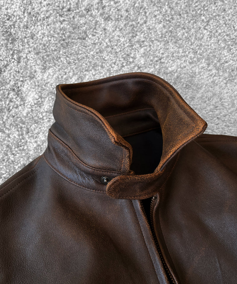 UNUSED Us2579 leather jacket "BROWN"