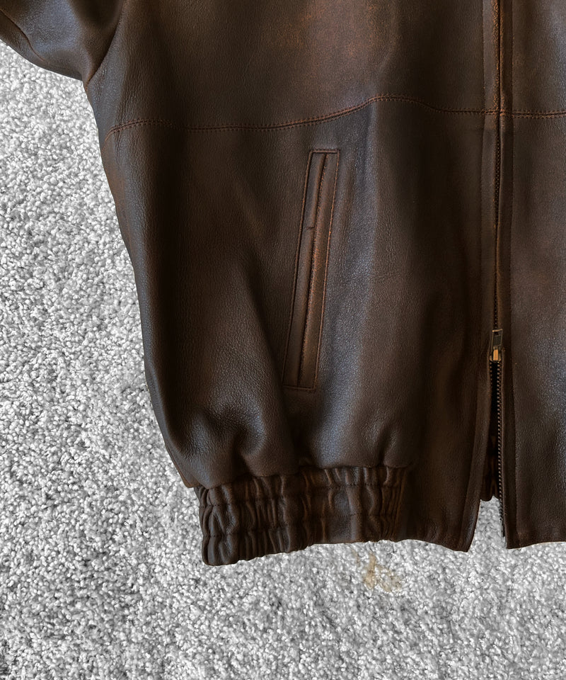 UNUSED Us2579 leather jacket "BROWN"