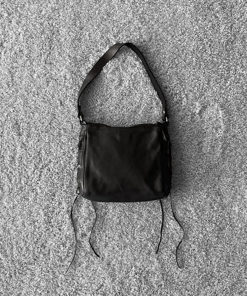 GUIDI Hidden laces mini shoulder bag “BLACK”